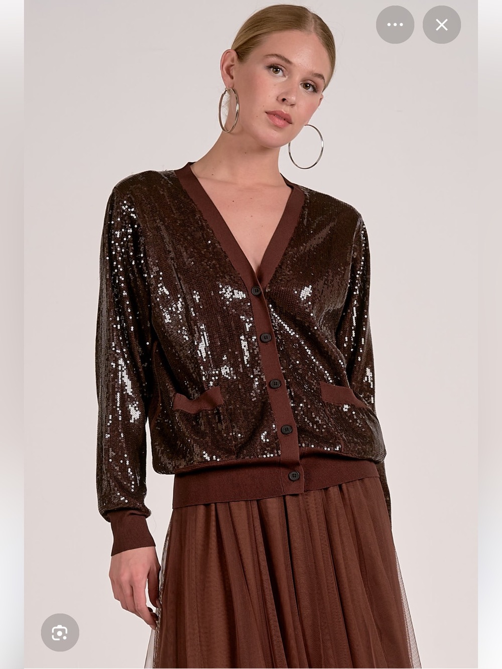 Elan Relaxed Sequin Cardigan in Black NWOT SMALL